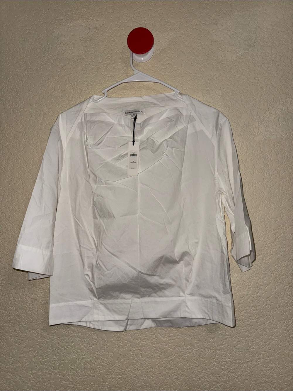 Banana Republic White Three-Quarter Sleeve Cotton Blouse NWT